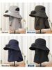 Fisherman Outdoor Face Covering Solar Charging Fan Large Brim Integrated Hat Sunshade UV Protection_desvips.com