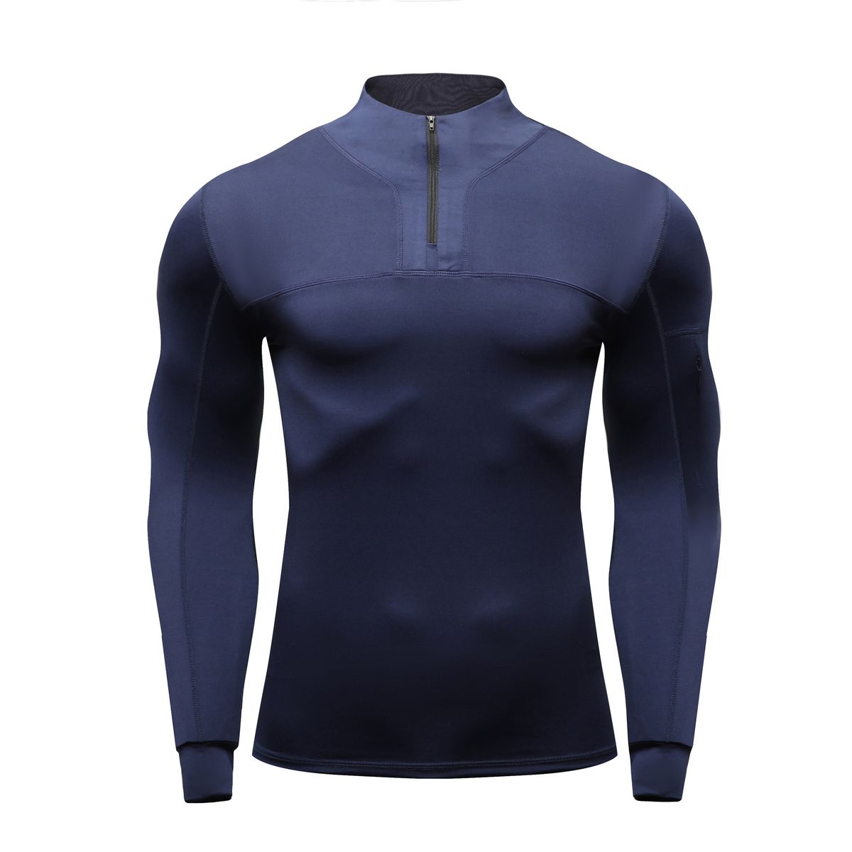 Men's Stand Collar Training Jacket With Hidden Pockets, Quick-Dry Outdoor Fitness Shirt For Fall Winter Workouts_desvips.com