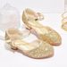 Girls' high heels New children's performance shoes gold and silver with dress runway glass shoes large child princess shoes_desvips.com
