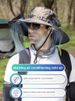 Solar Powered Fan For Men, Summer Wide Brim UV Protection Fisherman Hat, Hiking Fishing Sun Hat_desvips.com