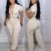 Women's new spring and summer new fashion zipper tops multi-pocket trousers casual solid color suits_desvips.com