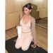 Light Pink Yoga Pants European American CSB Sports Halter Neck Long Flared Suspender Top Lightweight Pula Floor Length Unmarked Fitness_desvips.com