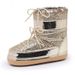 Glitter Snow Boots For Women - Winter Low-Cut Slip-On Shoes With Thick Rubber Sole & Faux Fur Lining - Fashionable Ski Boots For Cold Weather_desvips.com