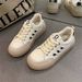 2025 Fashion Round Toe Retro Thick Soled Board Sneakers Women Spring Autumn New Style Fashionable Flat Bottomed Casual Small White Running Shoes 35-40_desvips.com