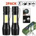 2 Stück Klein Mini Superhell 3-Modi Zoombare COB LED Fackel Lampen Handgerät USB Wiederaufladbar Taschenlampen Mit Gürtelclip, Box_desvips.com