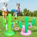 Inflatable Cactus Ring Toss Game Tall PVC Pool Party Toy With 5 Hoops For Backyard Beach Water Fun_desvips.com