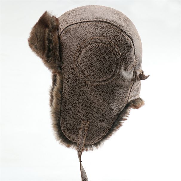 Leather Goggles Bomber Hat Artificial Fur Fleece Pilot Caps Men Women Winter Windproof Warm Outdoor Hiking Sports Riding_desvips.com
