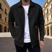 Men's Slim-fit Cardigan Solid-color Lapel Waffle Texture Zipper Pocket Casual Spring/Autumn 2025 Fashion_desvips.com
