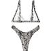 Bikini Split Swimsuit Women's Super Sexy Leaky Back Bikini Snakeskin Print Swimsuit_desvips.com