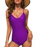 Women's Solid Color One-Piece Swimsuit - Sexy Low-Back With Cross-Tie Design (Slimming Chlorine-Resistant Fabric)_desvips.com