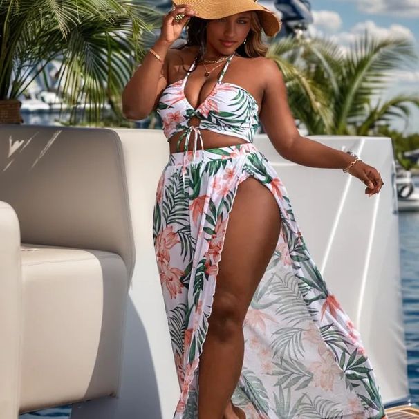 1724976925@qq.com New European And American Cross-border Plus-size Swimsuit For Women, Sexy Deep V, Slimming Wrap Skirt, High-waisted_desvips.com