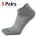 1/5 Pairs Men's 5 Finger Toe Boat Cotton Breathable Mesh Sweat Wicking Compression Casual Fitness Ankle Socks_desvips.com