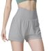 Women's Nylon Ultra-high-waisted Sports Shorts, Faux Two-piece, Loose-fitting, Casual, Anti-exposure, Suitable For_desvips.com