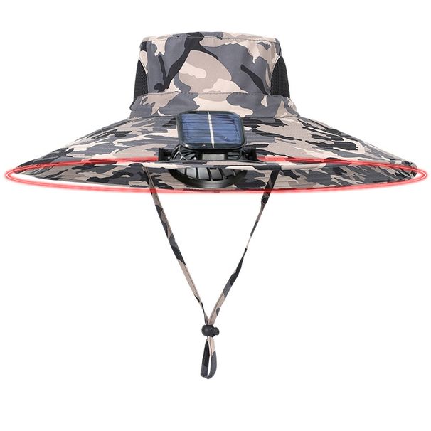 Solar-Powered Cooling Hat For Men - Dual Fan Rechargeable Wide Brim Sun Hat With Steel Wire Frame_desvips.com