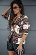 Women's Clothing fashion printed one button small suit _desvips.com