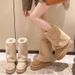 001 001 Thick-Soled Furry Shoes For Women 2025 Winter New Style Outdoor High-End Feel Iceland Fleece-Lined Mid-Calf_desvips.com
