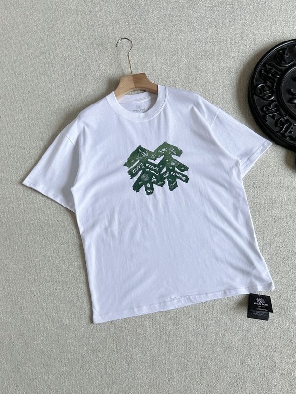 Pure Cotton Short-sleeved T-shirt, Same Style For Both Men And Women, Semi-loose Patterned Printed Round-neck Drapey Top_desvips.com