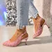 Brand Designer High Heels Sandals Women 2024 Summer Pointed Toe Ankle Straps Pumps Woman Plus Size 42 Thin Heeled Party_desvips.com