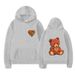 New Pink Hat Teddy Print Hoodie Sweatshirt Unisex Autumn Winter Korean Style Trendy Versatile Top_desvips.com