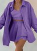 Women's clothing long sleeved jacket shorts vest three piece sports casual sweater suit_desvips.com