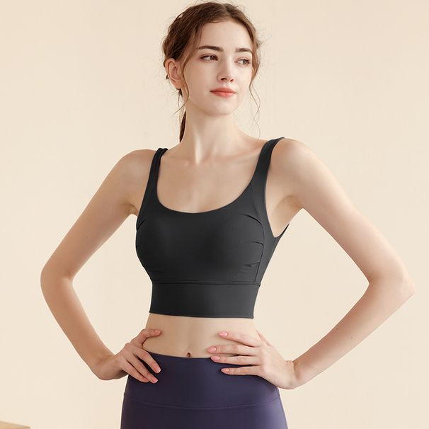 Summer Slimming Ruched Wide Strap One-Piece Sports For Women Shockproof Shaping Beautiful Back Fitness Yoga Bra_desvips.com