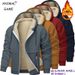 Animal Game Caual Hoodie For Men Heavyweight Fleece Sweathirt Sherpa Lined Hooded Zipper Jacket Thick Streetwear_desvips.com