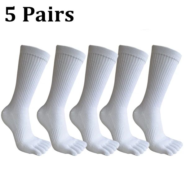 Pairs/lot Man 5 Finger Long Compression Sweat-Absorbing Fitness Marathon Hiking Outdoor Basketball Calf Toe Sport Socks_desvips.com