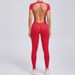 European And American Style Tight-Fitting Quick-Dry Jumpsuit One-Piece Yoga Outfit Short Sleeve Backless Hip-Lifting_desvips.com