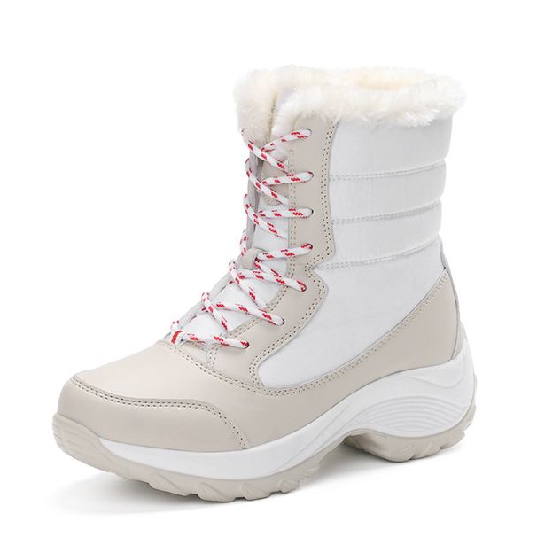 New Product Fashion Snow Boots Sneakers Women Artificial PU Splicing High Top Lace-Up Thick Sole Non-Slip Wear-Resistant Running Shoes Martin Boots_desvips.com