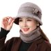 Warm Rabbit Fur For Middle-aged Elderly Women, Autumn And Scarf Two-piece Set, Granny Winter Bucket Hat_desvips.com
