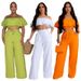 Women's clothing new style suit temperament one shoulder ruffled short top wide leg trousers suit_desvips.com