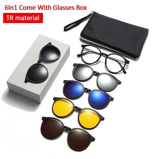 Hiking New TR90 Polarized Anti Light Glasses Women Men 6 In 1 Sets Magnet Sunshade Clip On Eyeglasses High Quality_desvips.com