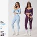 Nude Quick Drying Long Sleeved Yoga Sports Suit for Women Sexy round Neck High-Waisted Fitness Running Outfit_desvips.com