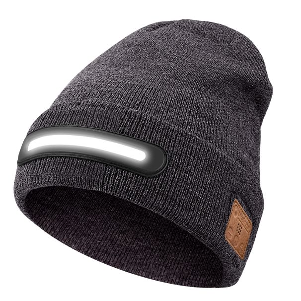 LED Wireless Music Light Up Hat With Bluetooth Earphones Rechargeable Headlamp Warm Tech Camp Cap For Night Work_desvips.com