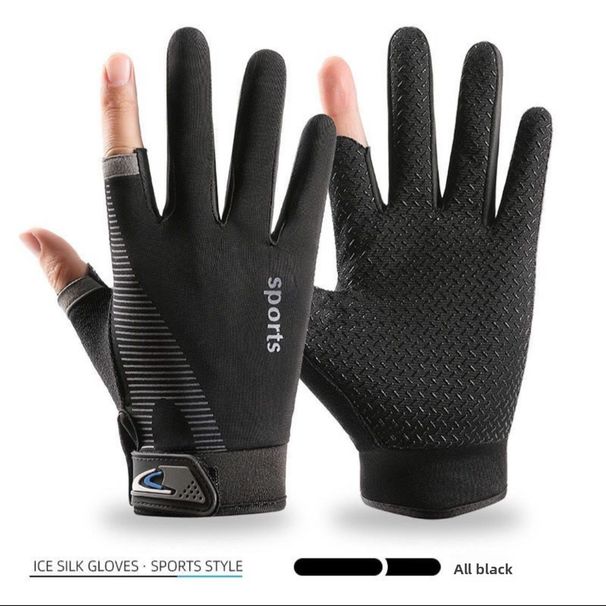 Men's Summer Thin Ice Silk Sun Protection Anti-Slip Driving Comfortable Breathable Outdoor Cycling Fishing Gloves_desvips.com