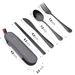 Outdoor Tableware Portable Cutlery 4 Piece Set Knife, Fork, Spoon, Chopsticks With Box Travel Cutlery Camping Bag Camping Flatware_desvips.com