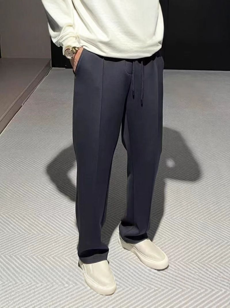 2025 New Men's Loose Casual Pants, Solid Color Versatile Sports Sweatpants, Trendy Straight-Leg Trousers_desvips.com