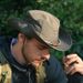 Men Bucket Hat Summer Leather Rope Chain Sun Hat Waterproof Outdoor Hiking Fishing Cap Uv Protect Cowboy Hat Sunshade Breathable_desvips.com