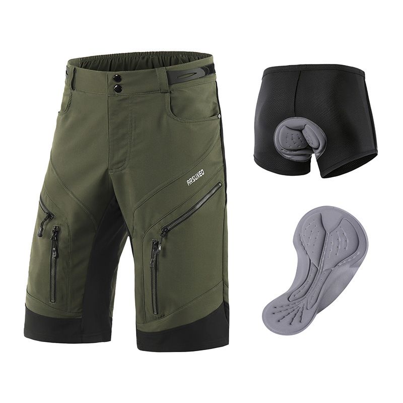 NOKO-ARSUXEO Outdoor Cycling Pants Bicycle Shorts Suit Detachable Waterproof Multi-zipper Pocket Breathable Perspiration Shorts Men_desvips.com
