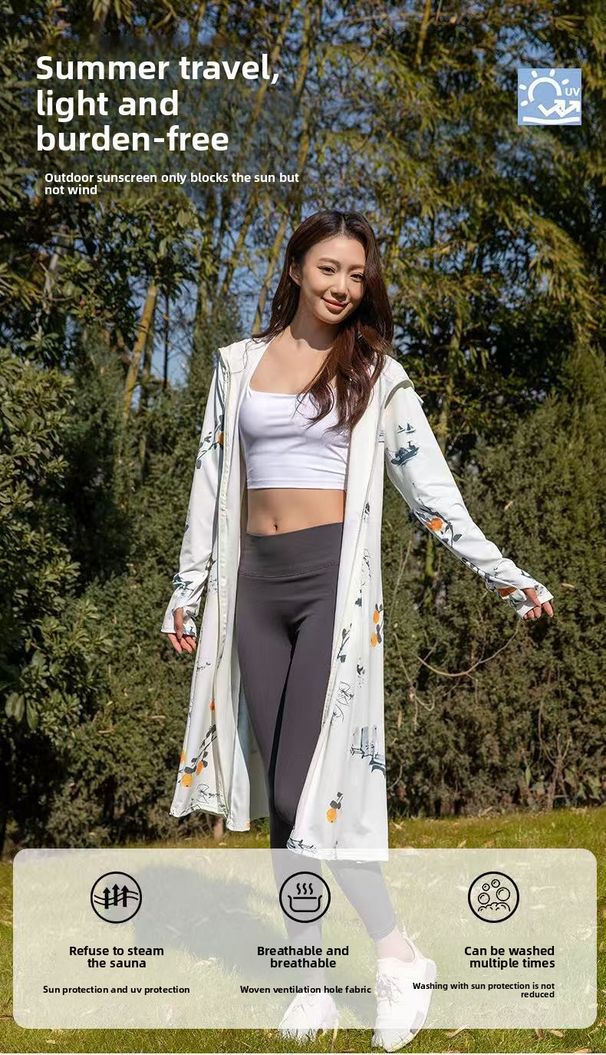 UPF50+ Full-Length Sun Protective Suit For E-Bike Riding - Lightweight UV Protection Jacket With Face Mask & Long Sleeves_desvips.com