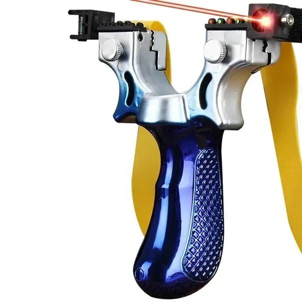 Non-Slip Shooting Bag Hunting Gradient Rubber Band Steel Ball Laser Slingshot Outdoor Blue Aiming Practice_desvips.com