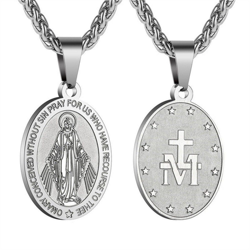 New Summer Style Niche Pendant Necklace With Double-sided Portrait Medal And Cross Pendant, Made Of Titanium Steel_desvips.com