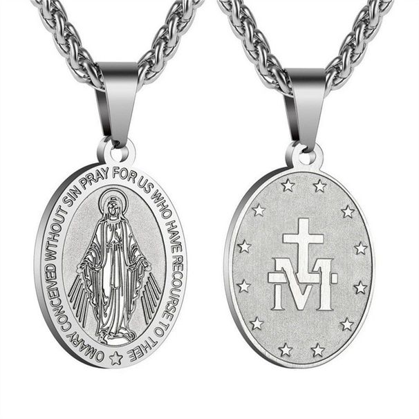 New Summer Style Niche Pendant Necklace With Double-sided Portrait Medal And Cross Pendant, Made Of Titanium Steel_desvips.com