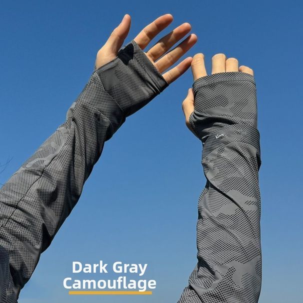 Running Arm Warmers Sunscreen Arm Sleeves For Men Loose Fit Breathable Ice Silk UV Protection Support For Cycling Summer Outdoor Activity Suitable For Young And Middle-aged Adults_desvips.com