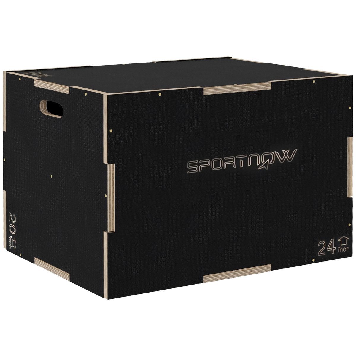 Plyo-Box/Sprungbox, Robust, 76x61x51 Cm, Schwarz, Griff 10x3,5 Cm, Bis 120 Kg_desvips.com