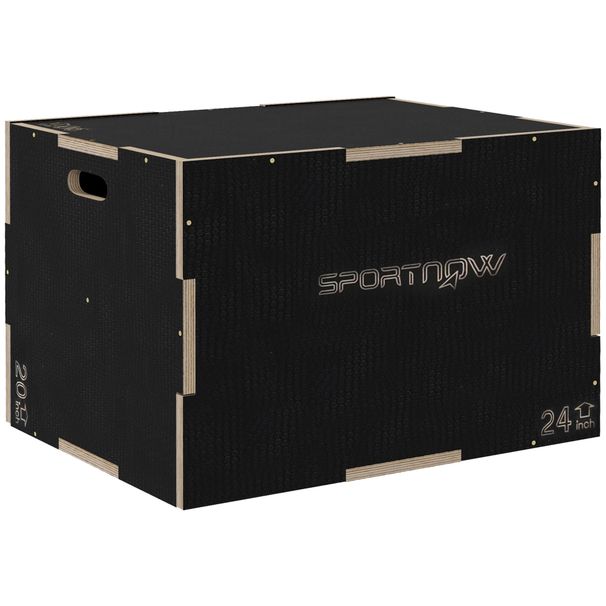 Plyo-Box/Sprungbox, Robust, 76x61x51 Cm, Schwarz, Griff 10x3,5 Cm, Bis 120 Kg_desvips.com