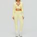 2/3PCS Seamless Yoga Set Gym Workout Athletic Wear Women Legging Fitness Three-piece Top Long Sleeve Sports Suits_desvips.com