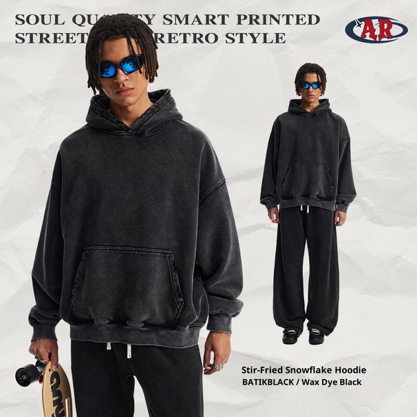 001 ARTIE Men's Clothing | 2025 Autumn Winter New BOXY Short Wide Version Fleece Distressed Hooded Sweatshirt_desvips.com