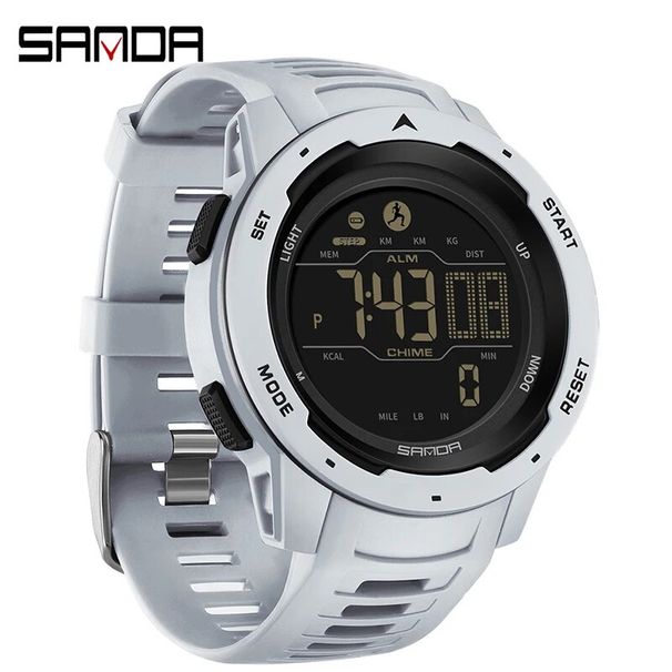 SANDA 2145 Men's Sports Watch, Pedometer & Calorie Counter, 50M Waterproof LED Digital Military Wristwatch, Relogio_desvips.com
