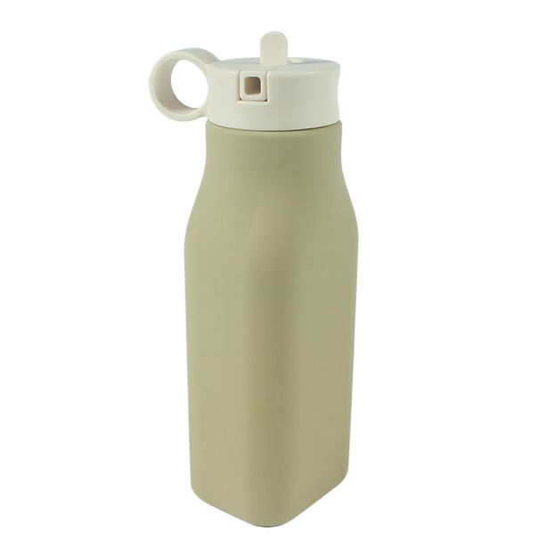 Outdoor Sports Portable Student Handy Cup Spout Silicone Foldable Water Bottle_desvips.com